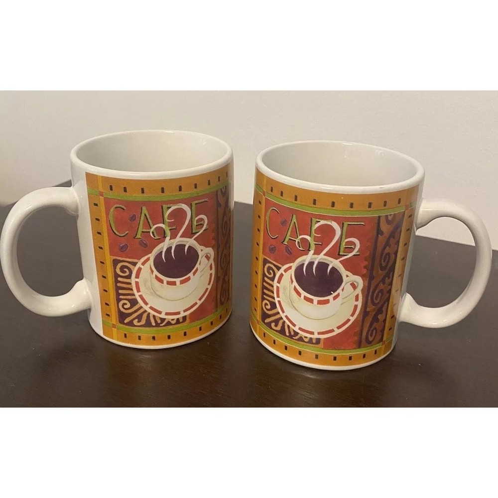 certified international jennifer brinley Java Cafe set of 2 mugs